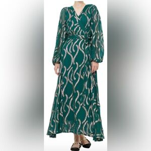 Oliphant Wrap Dress Borealis Jade Long Small NEW NWT